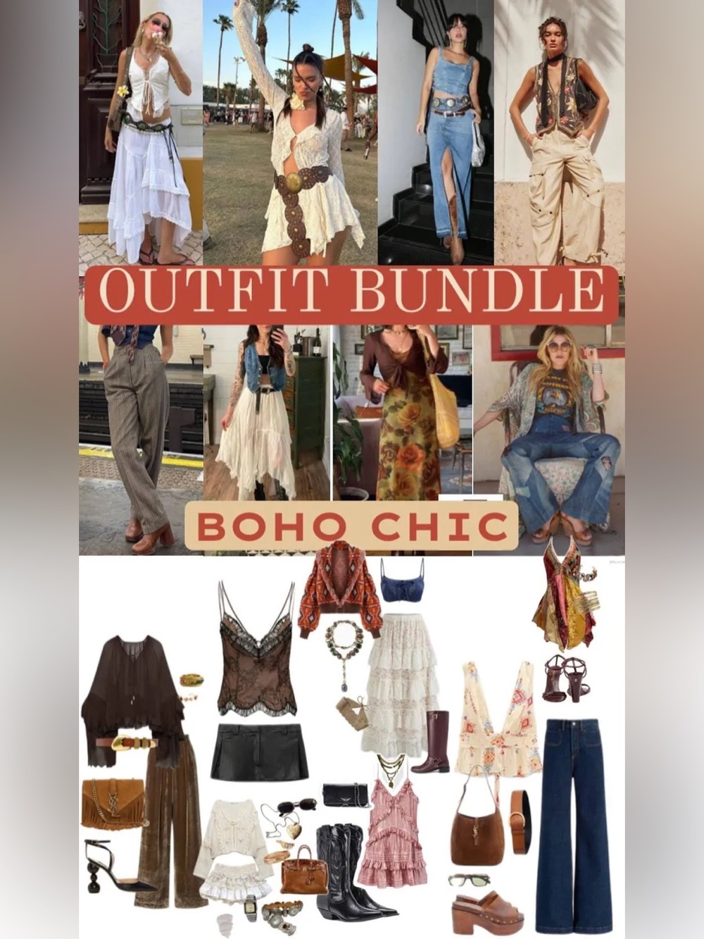 Boho Chic Mixed Outfit Bundle Box Neutral bright whimsy Earth Tone Styles